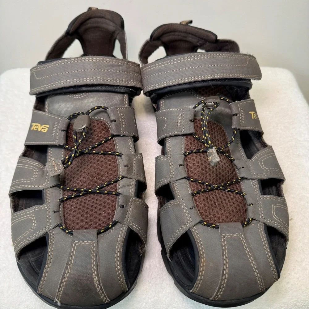 Teva Forebay Men's Brown‎ Sport Hiking Sandals Water Ready Shoc Pad Size 14
